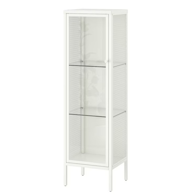 BAGGEBO
Cabinet with glass doors, metal/white, 34x30x116 cm (13 3/8x11 3/4x45 5/8 