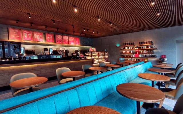 Starbucks La Union Interiors Teal Couch