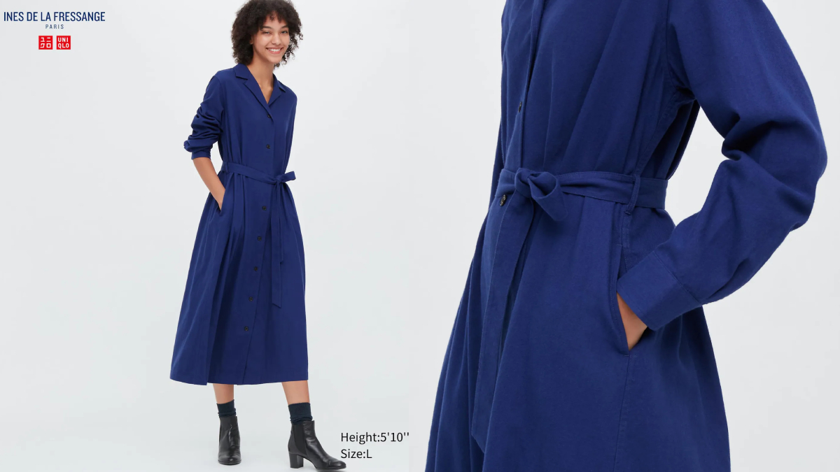 uniqlo dresses with pockets ines de la fressange flannel belted dress
