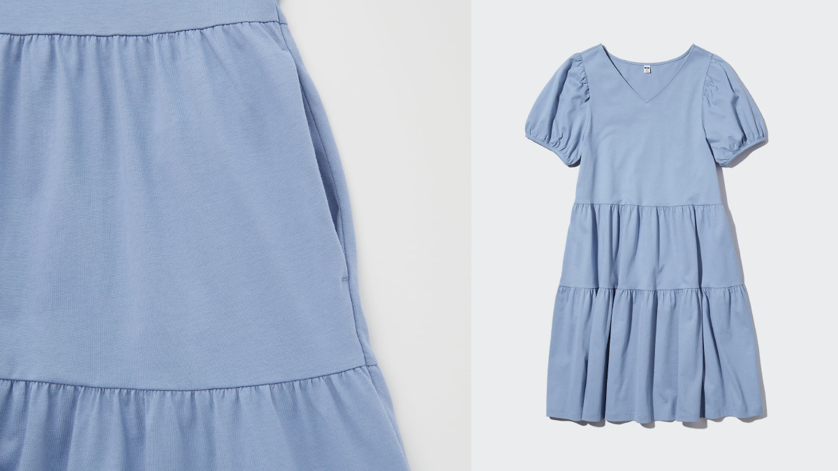 uniqlo dresses with pockets smooth cotton tiered mini dress