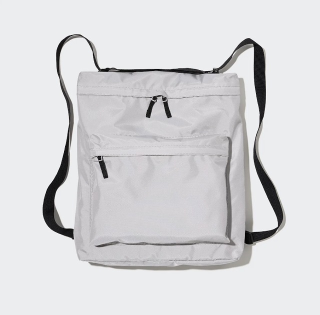 uniqlo nylon 2-way bag light gray