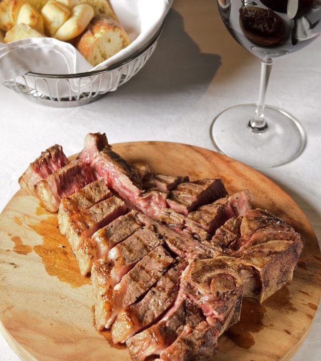 Elbert's Steak Room steak and wine
