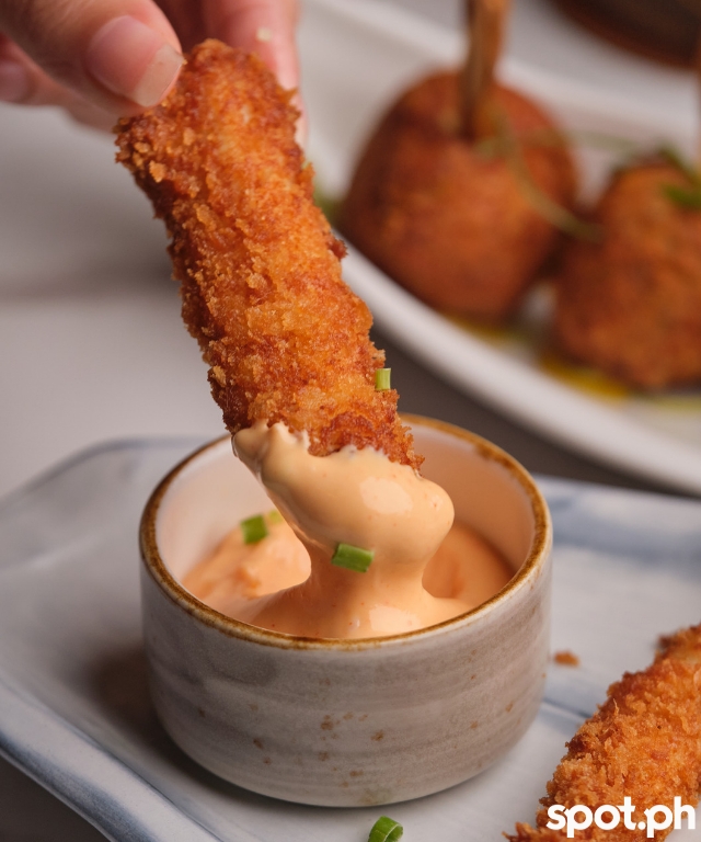 ruby wongs godown bar chicken finger dipped into spicy mayo