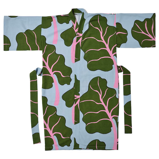 ikea x marimekko BASTUA collection, kimono rhubarb