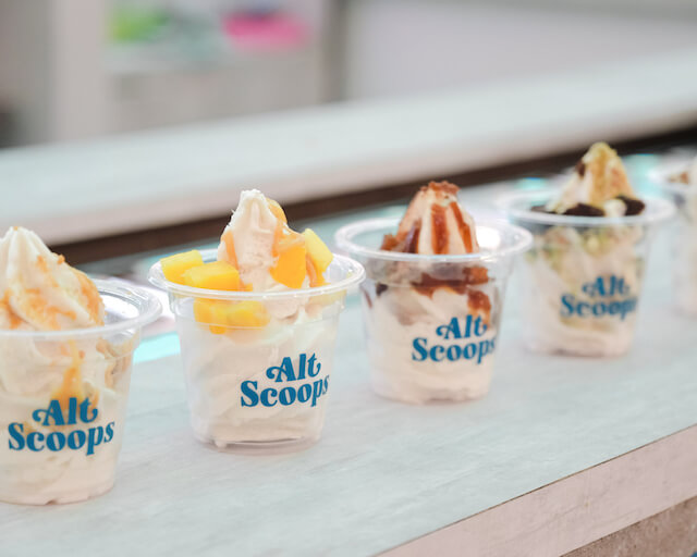 Alt Scoops, the podium, soft serve with pineapple