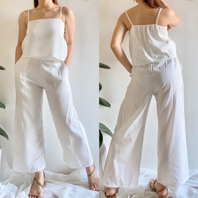 shopee cami top and bottoms set white