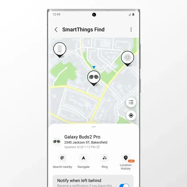 Galaxy Buds2 Pro SmartThings Find Feature on smartphone