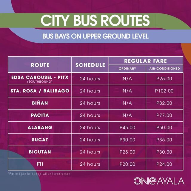 PUV And UV Express Routes At One Ayala Terminal