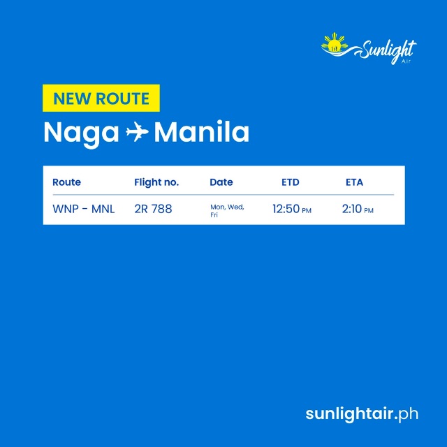 Sunlight Air Launches New ManilaNaga Flight Route