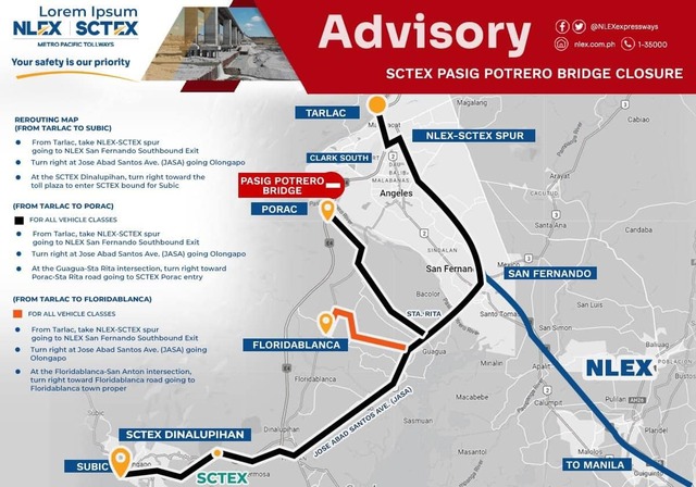 Closed SCTEX Pasig Portero Bridge Alternate Routes