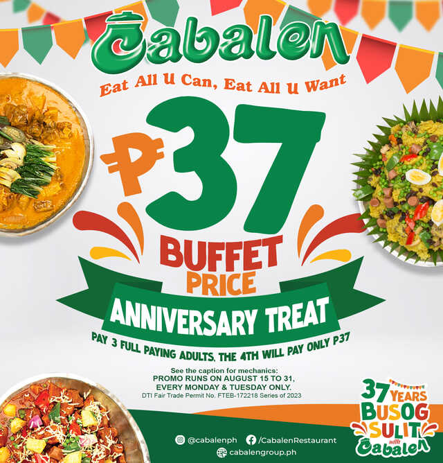 Cabalen Buffet P37 August 2023 Promo, How to Avail