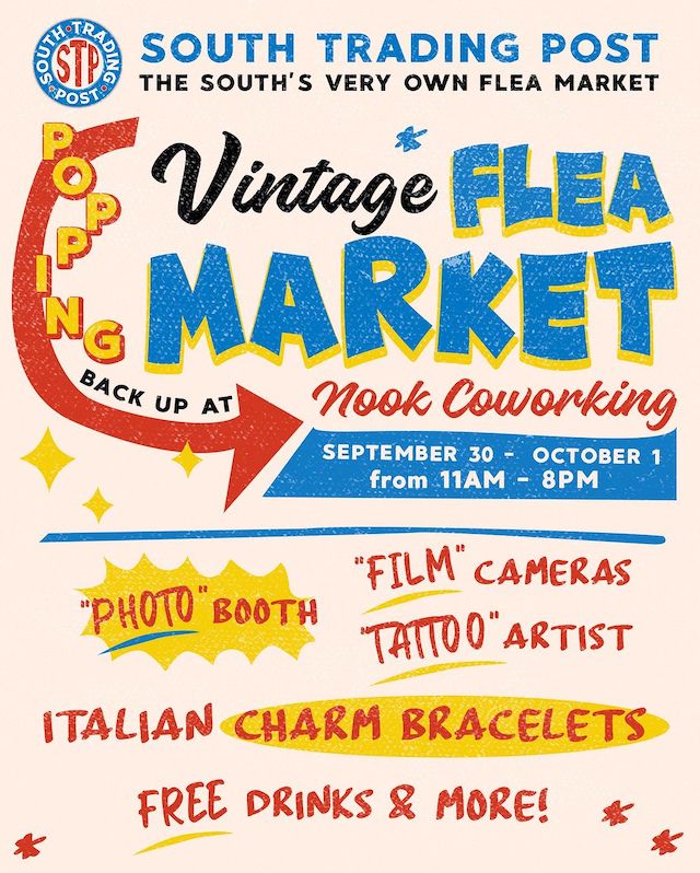 vintage flea market south trading post_poster