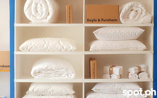 Doyle & Furnham bedsheet products on display on shelf