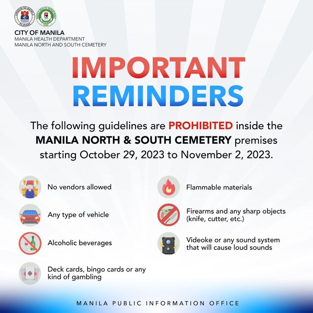 Undas Reminders For Manila North And South Cemeteries Visitors