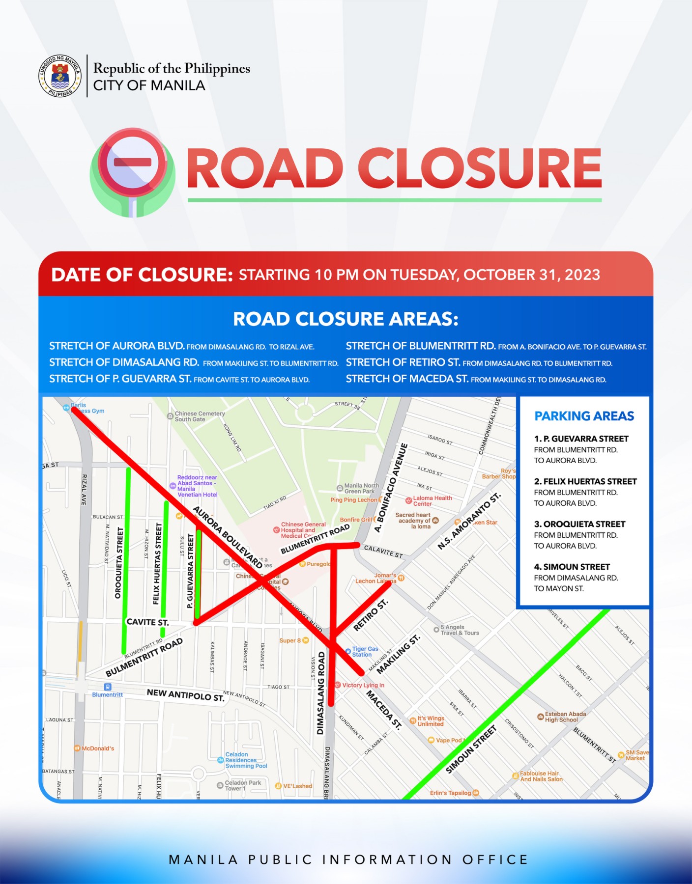 Undas 2023 Full List of Road Closures in Metro Manila