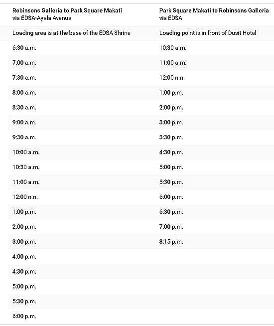 Schedule And Fare Matrix Of P2P Buses | SPOT.ph