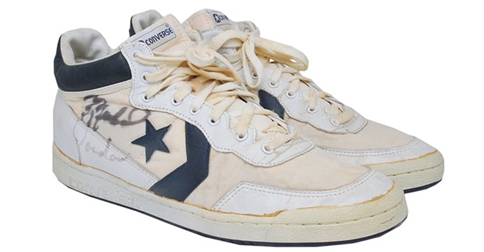 These sneakers worn and signed by a basketball legend are up for auction