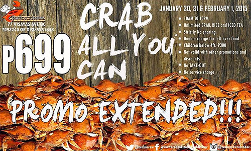 Crab-All-You-Can has been extended till tomorrow, February 1