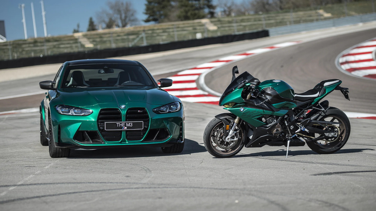 BMW M3 and BMW S1000 RR Isle of Man Edition trackside photo
