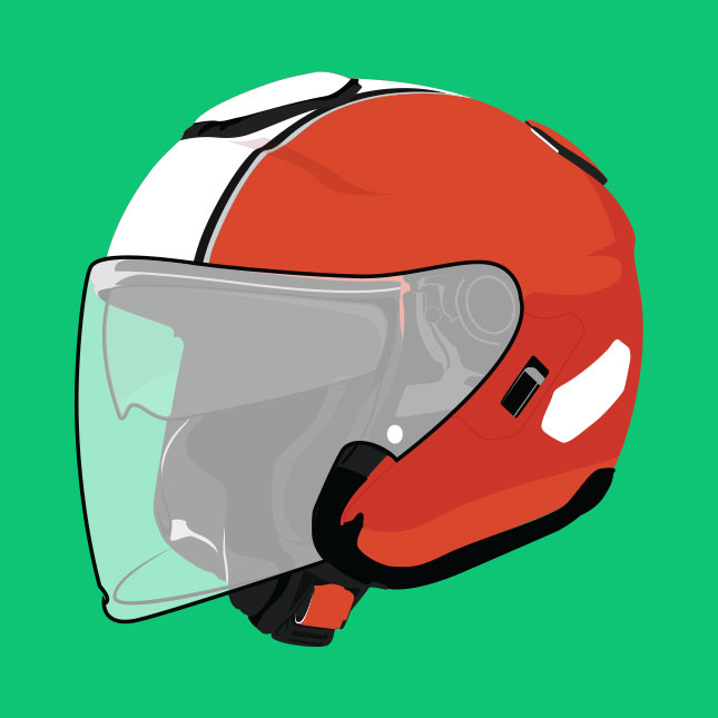 Illustration of an open-face helmet