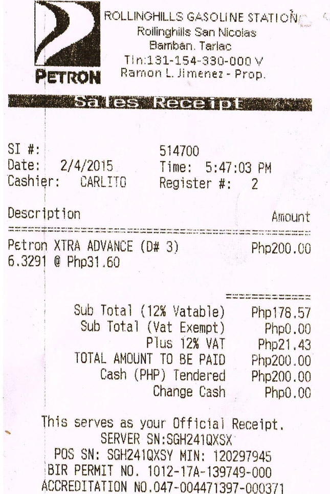 sample receipt form philippines the document template - RECEIPT7