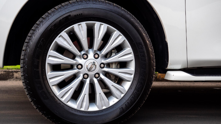 White Nissan Patrol 2020 tire closeup