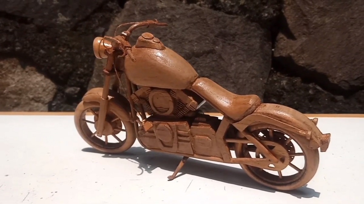 wooden carved harley davidson motorcycle