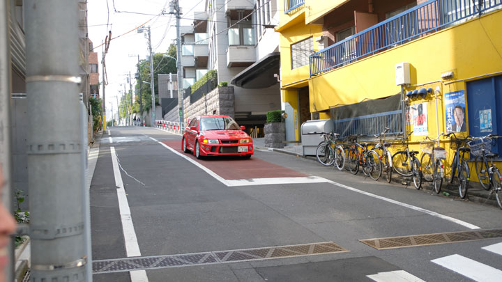 red vintage car in japan