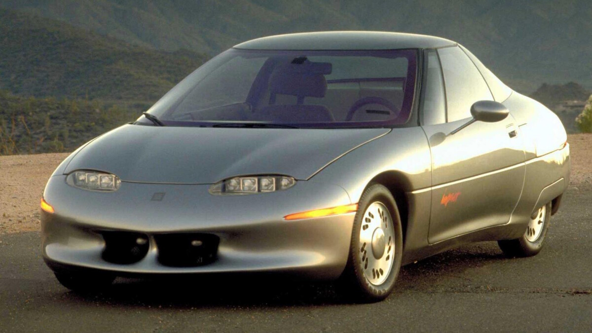 The General Motors EV1 parked outdoors