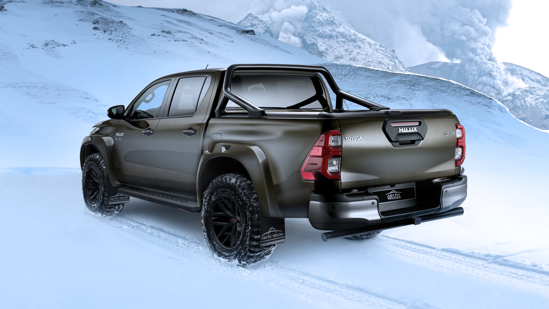 The modified Toyota Hilux AT 35 by Arctic Trucks, angled rear view