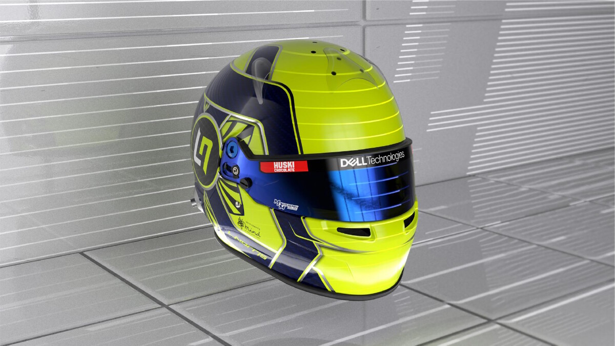 The McLaren MCL35M driver's helmet
