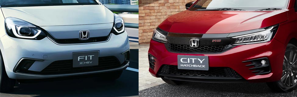 The Honda Jazz and Honda City Hatch Front Comparison