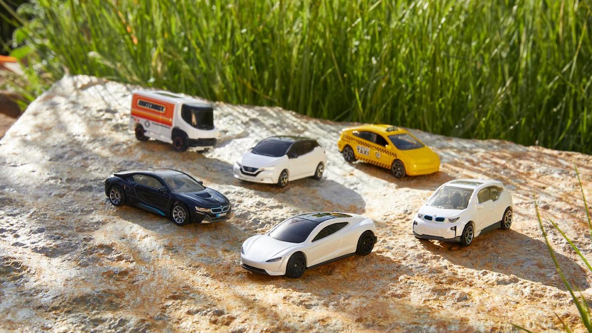 The Matchbox Tesla Roadster with other Matchbox EVs