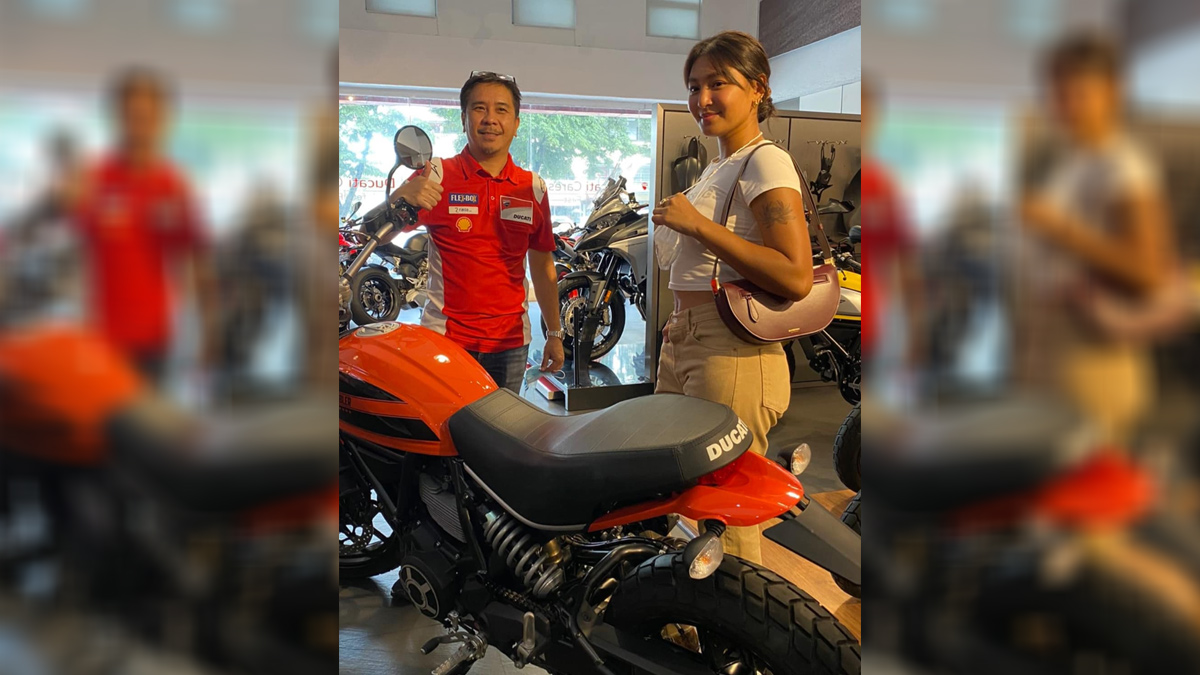 Nadine Lustre with her brand new Ducati motorcycle