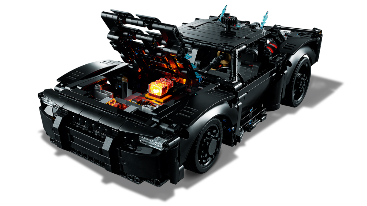 Opened hood of the LEGO Batmobile