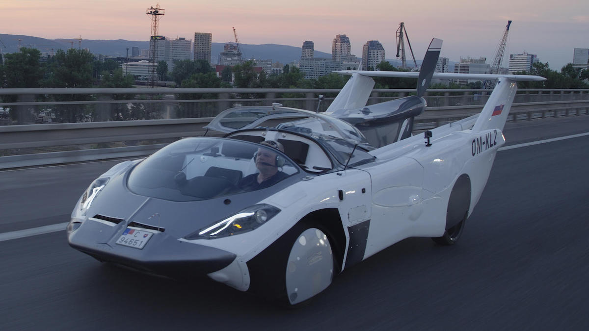 AirCar flying car on the road