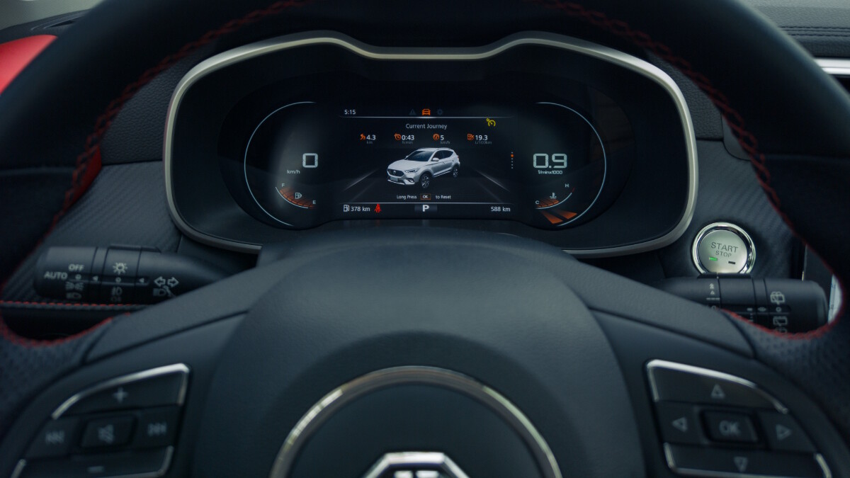 Instrument panel of the 2022 MG ZS T subcompact crossover