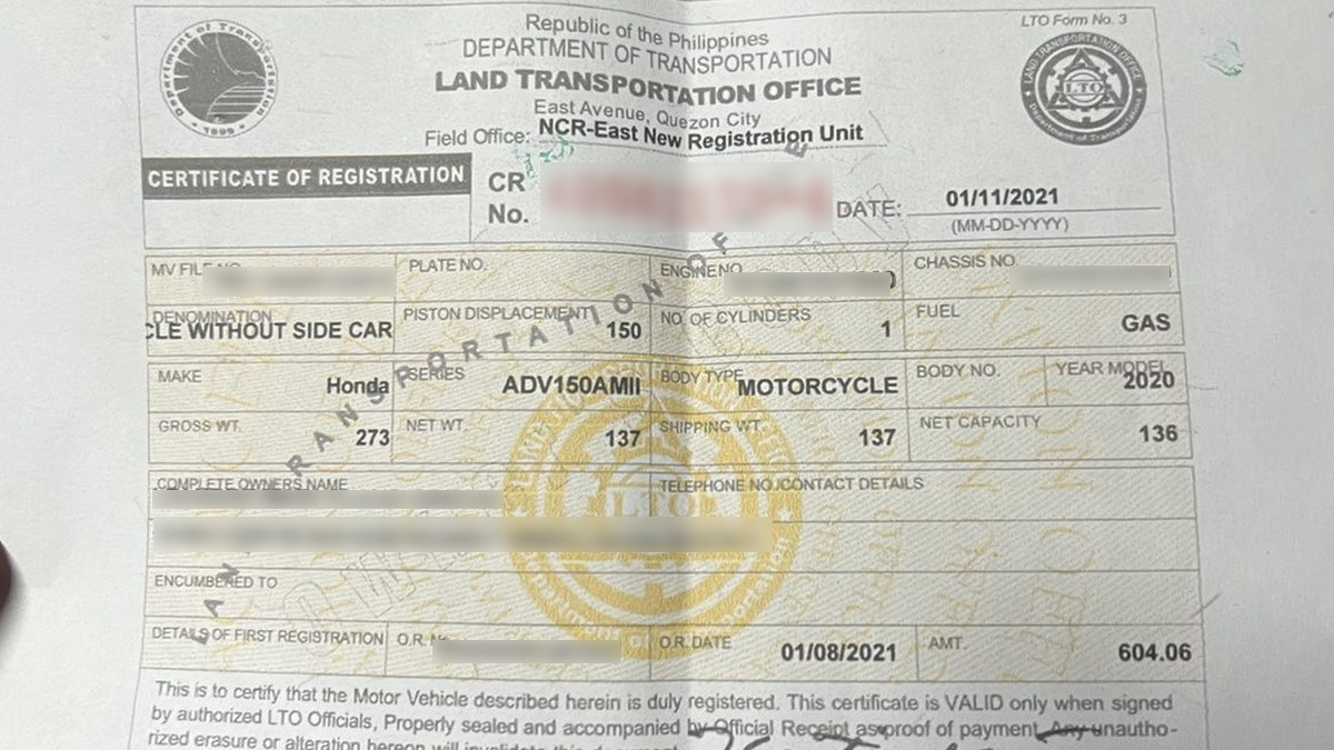 motorcycle registration