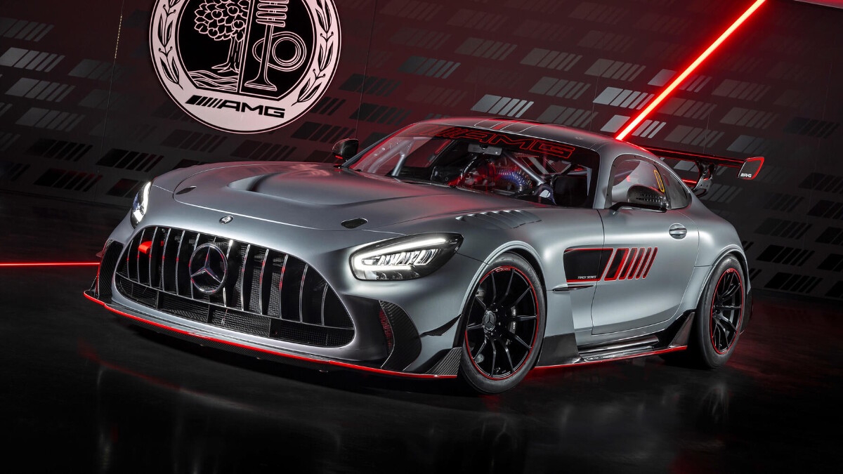 Front-quarter view of the Mercedes-AMG GT Track Series