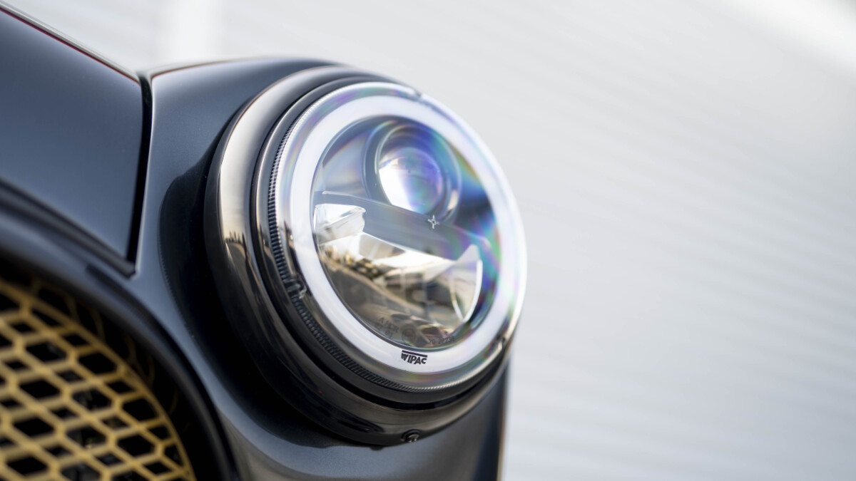 Headlight of the Mini Remastered Marshall Edition by David Brown Automotive