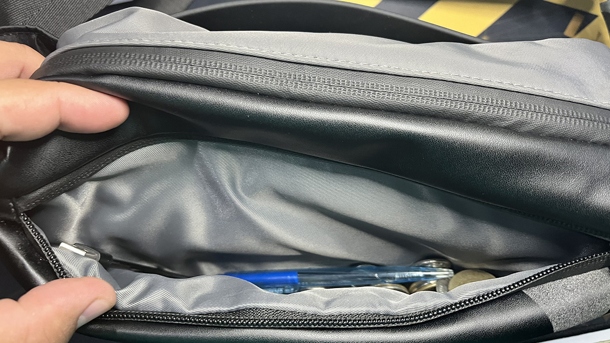 photo of the Divoom Sling Bag's front pocket
