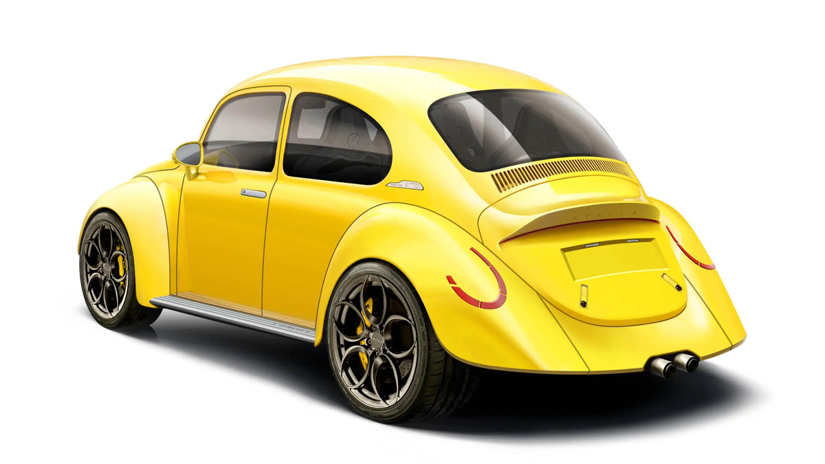 sketch of the milivie 1 volkswagen beetle restomod’s rear end