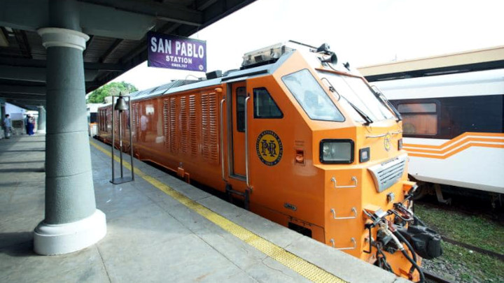 A Philippine National Railways train at the San Pablo Station of the San Pablo–Lucena Commuter Line