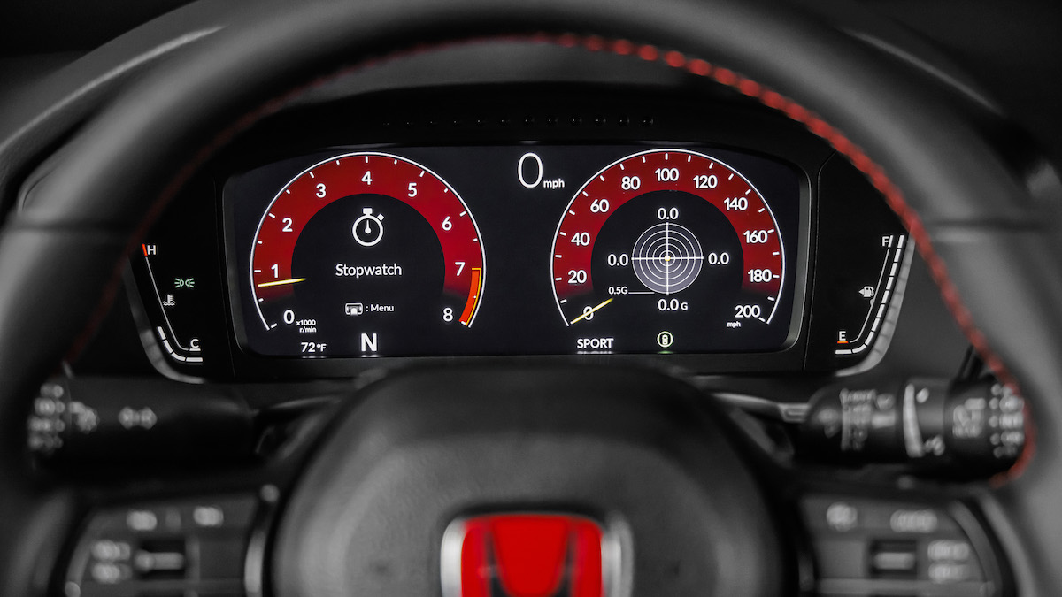 Instrument cluster of the 2023 Honda Civic Type R