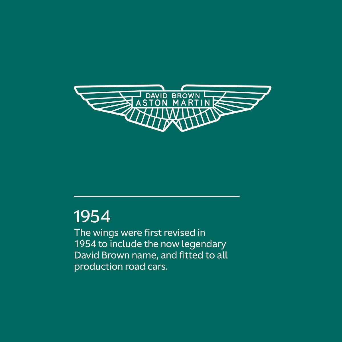 The 1954 version of the Aston Martin wings logo