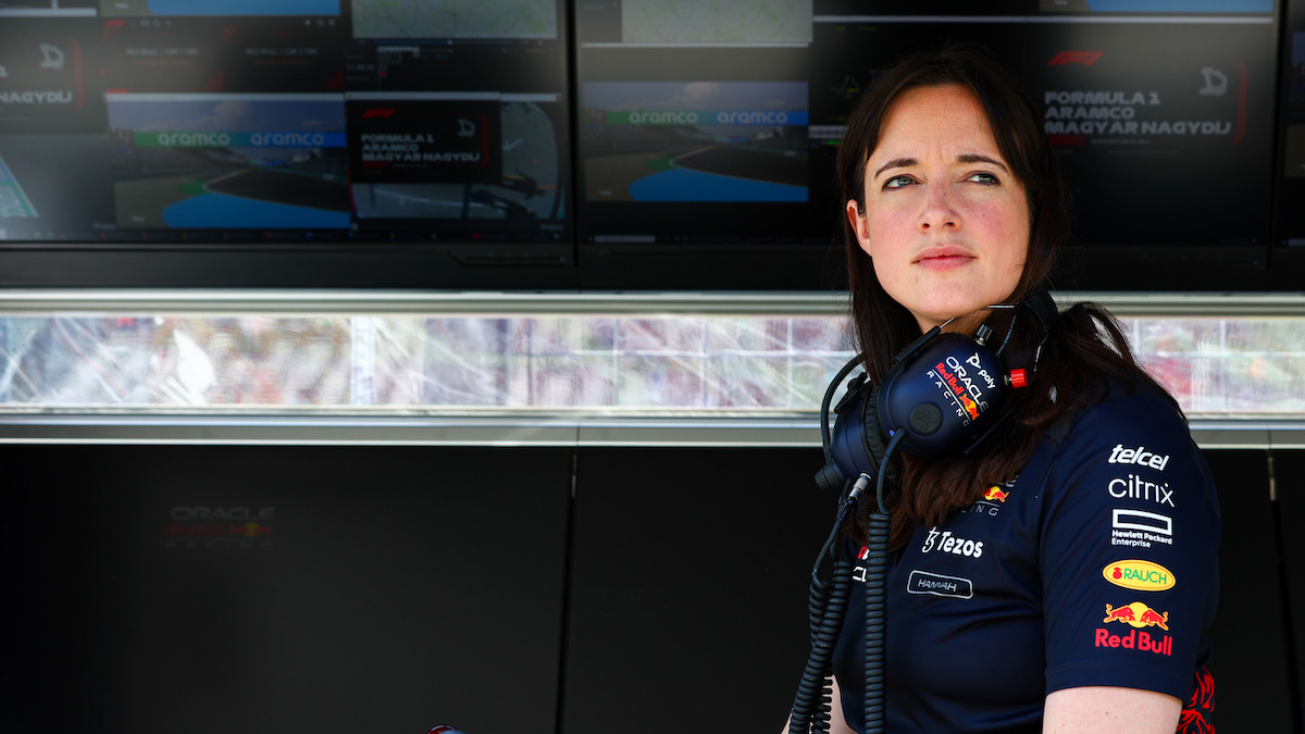 Red Bull Racing principal strategy engineer Hannah Schmitz at the pit wall