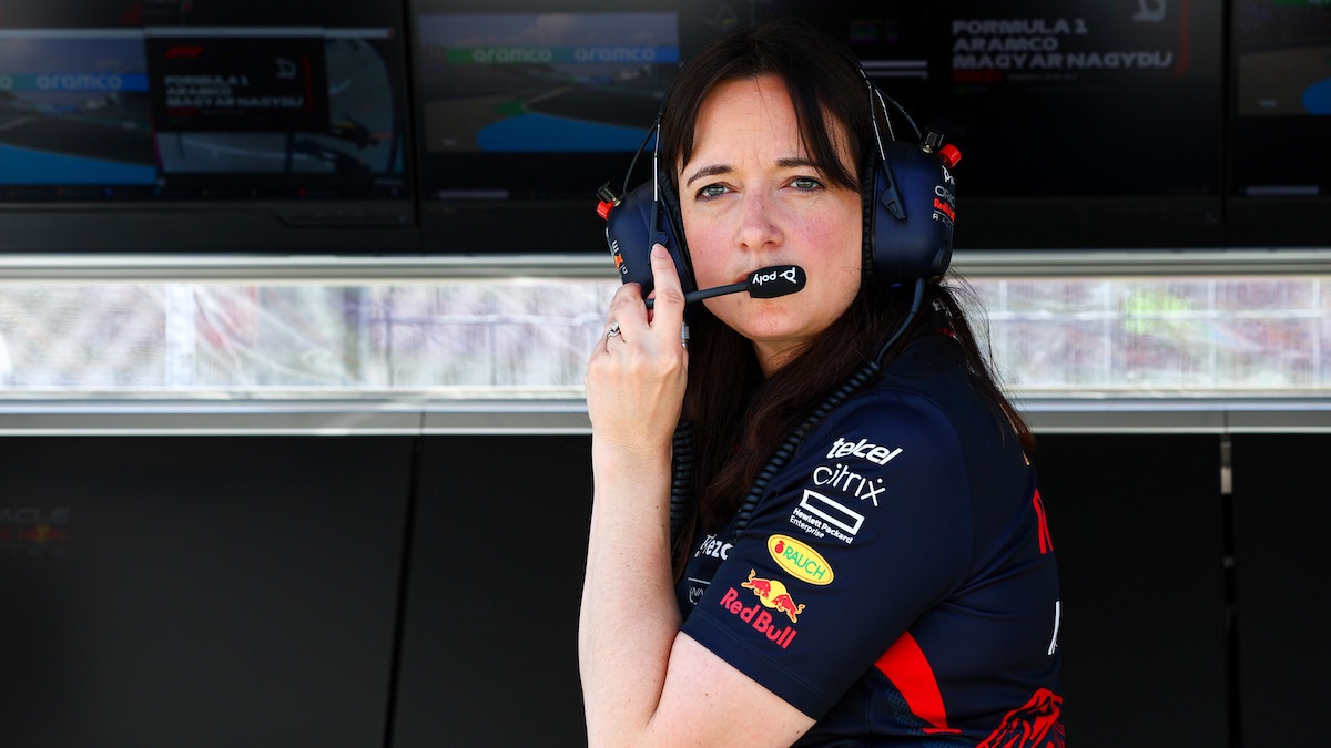 Red Bull Racing principal strategy engineer Hannah Schmitz at the pit wall