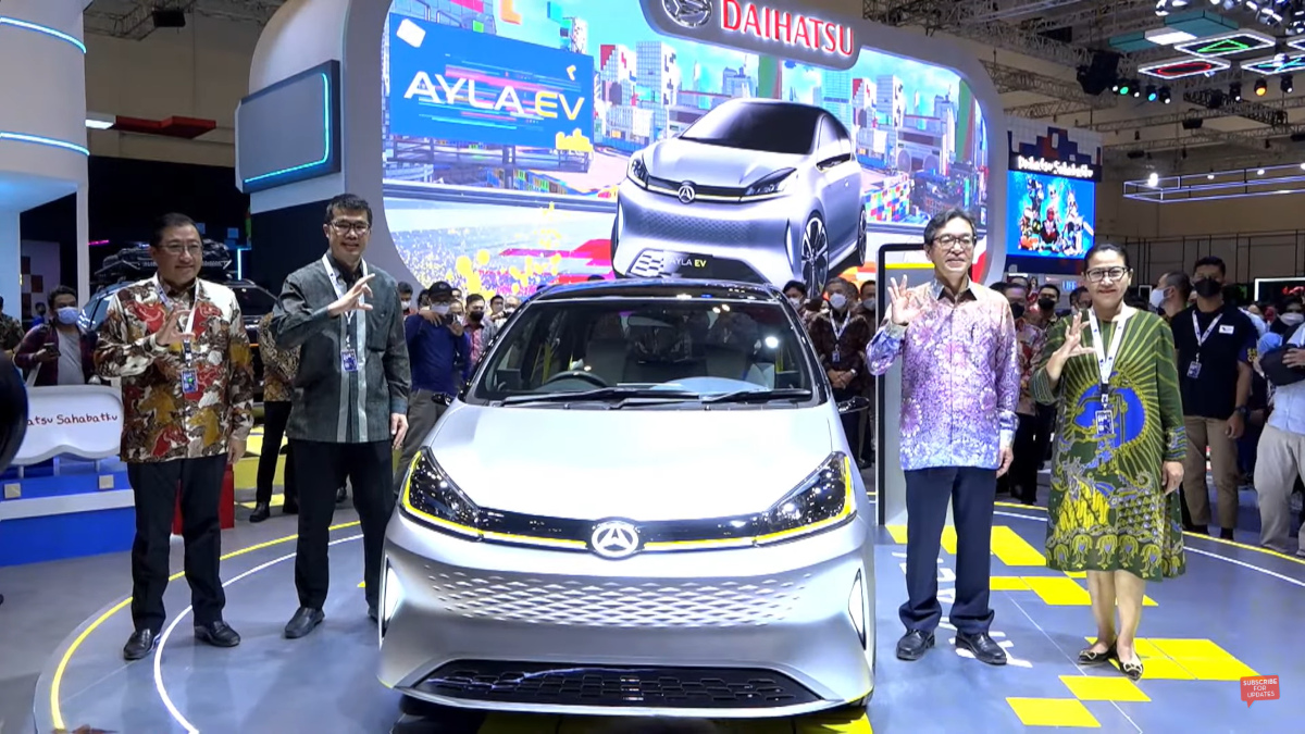 Daihatsu Ayla or Toyota Wigo EV previewed at the Gaikindo Indonesia International Auto Show 2022