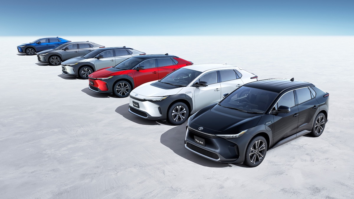 Available color options for the Toyota bZ4X electric vehicle