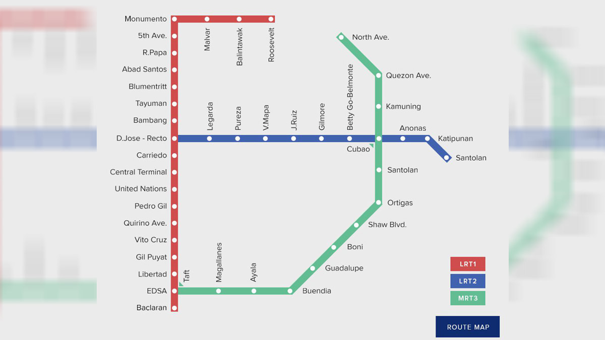 Full map of the Metro Manila railway network